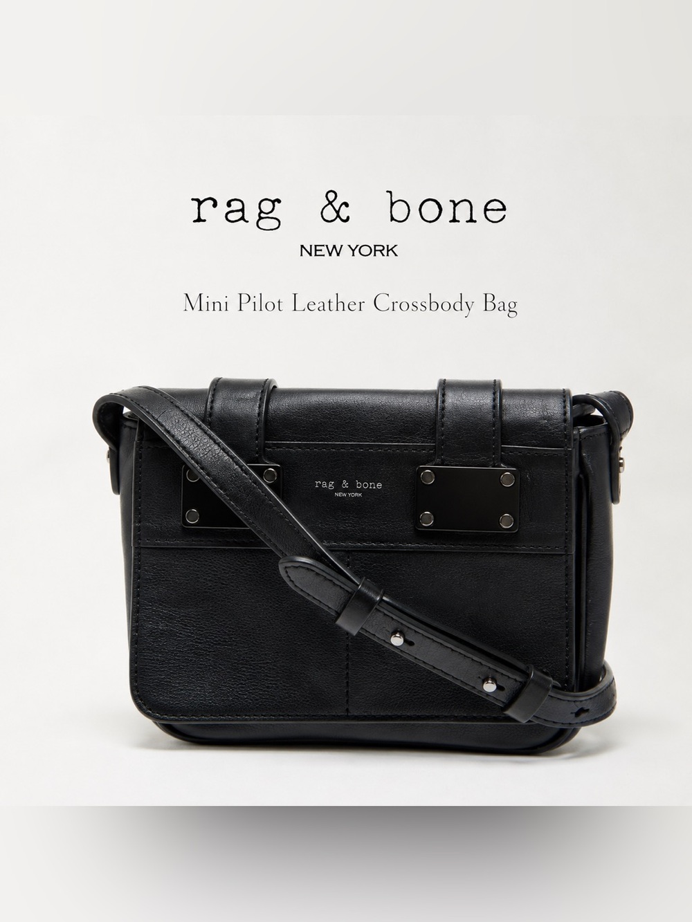 rag & bone Mini Pilot Leather Crossbody Bag Black Adjustable Strap